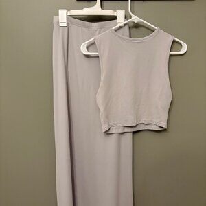 SHEIN Grey Two Piece Tank Top & Maxi Skirt Set for Women, Size US 4 (Small)